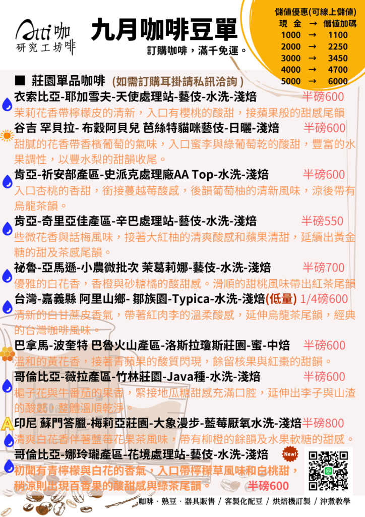 Atti咖啡豆單2025-9精品